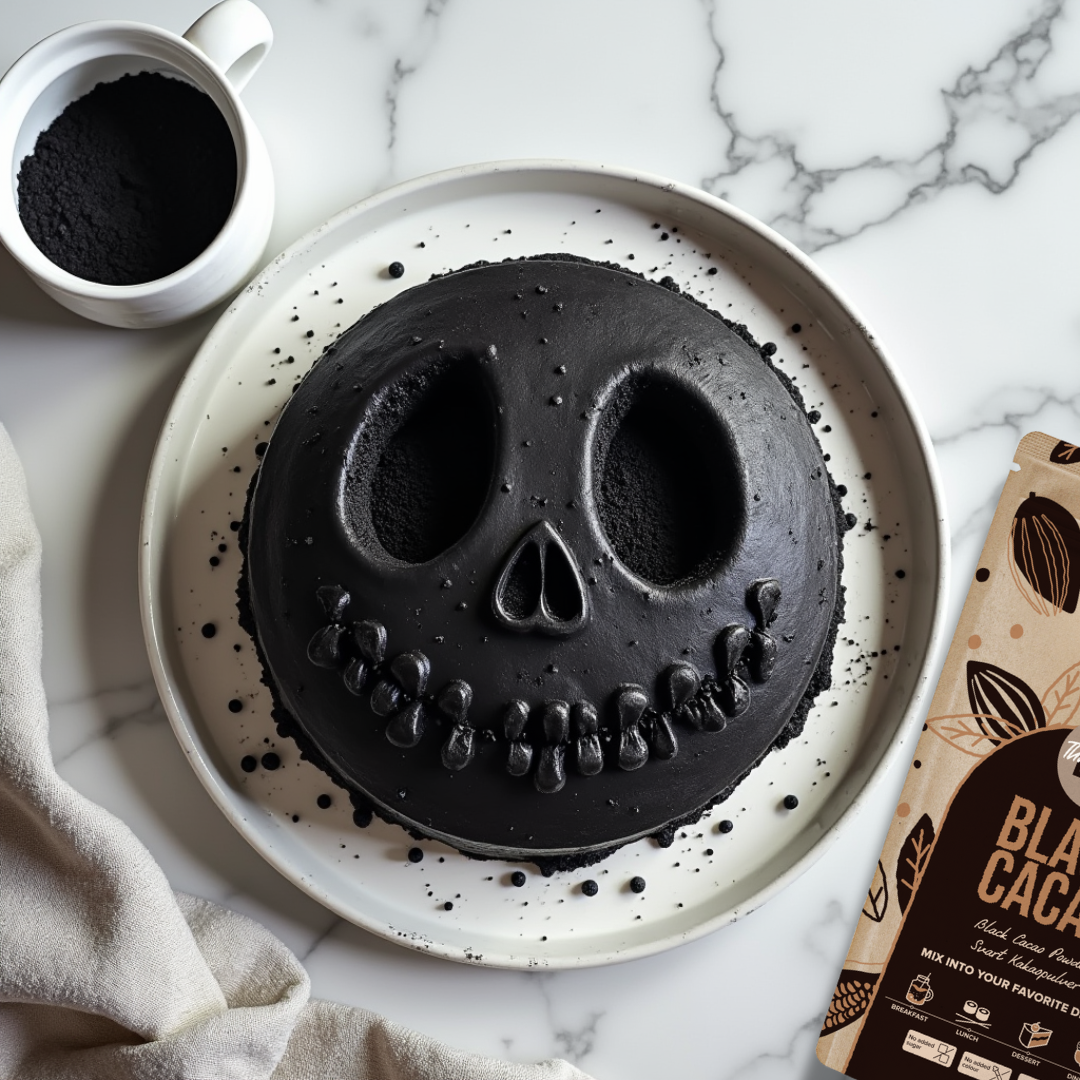 Spooky Black Cacao Skull Cake