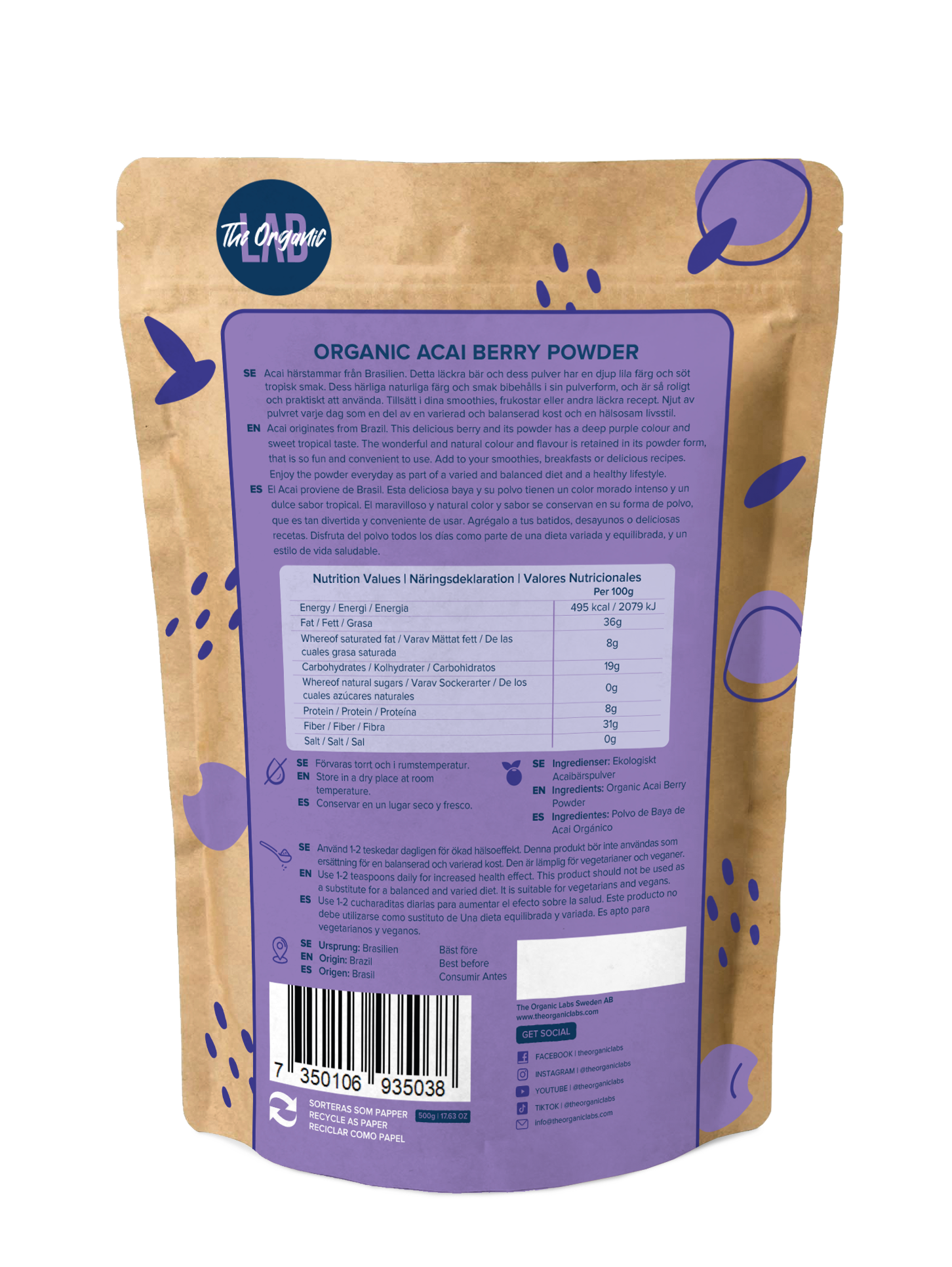 Bulk Organic Acai 500g