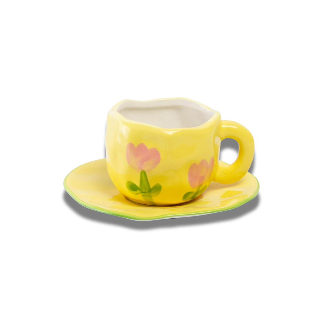 Sunshine Bloom Ceramic Cup & Saucer